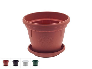 Кашпо с поддоном Gerber, Гербера d-36 cм, цвета в ассортименте DRINA 10187