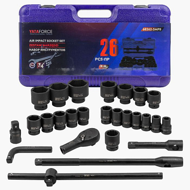 Набор инструментов ударных 26 пр. 3/4'', 6-гр. YATAFORCE YF-68262-5MPB