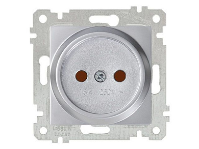 Розетка 1-ая, скрытая, без рамки, б/з, шторки, серебро, RITA, 10 A, 250 V, IP 20, Mutlusan 22006060282
