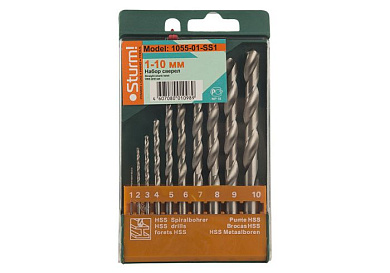 Набор сверел по металлу 10 шт 1-10 мм Sturm! 1055-01-SS1