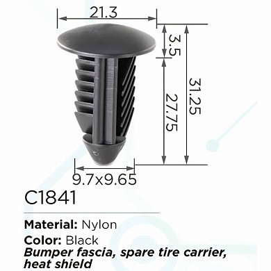Клипса для крепления внутренней обшивки а/м GM пластиковая, 100 шт Forsage C1841(GM)