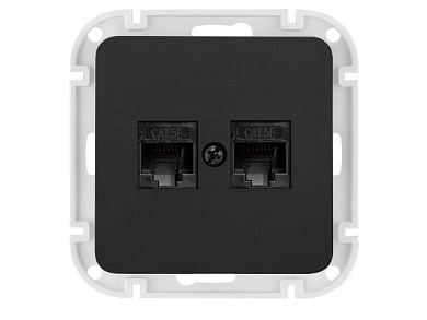 Розетка 2-ая компьютерная, скрытая карбон Аструм, Bylectrica РК216-6512карб