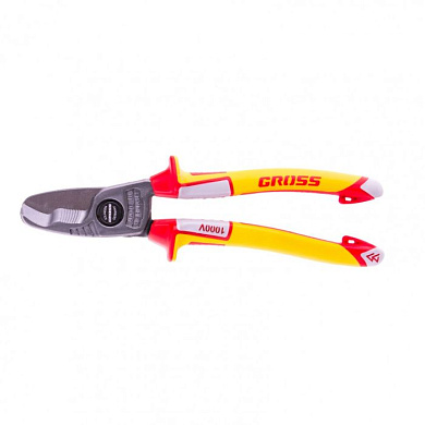 Кабелерез, диэлектрические рукоятки до 1000 В, трехкомпонентные рукоятки, 210 мм Gross 17728