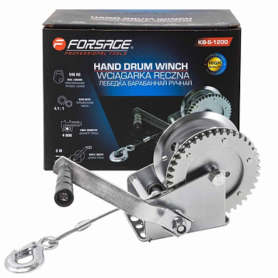 Лебедка барабанная ручная г/п 540 кг Forsage F-KB-S-1200