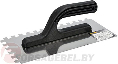 Гладилка нержавеющая 280х130 мм зуб 10х10 мм с пластмассовой ручкой Vorel 06781