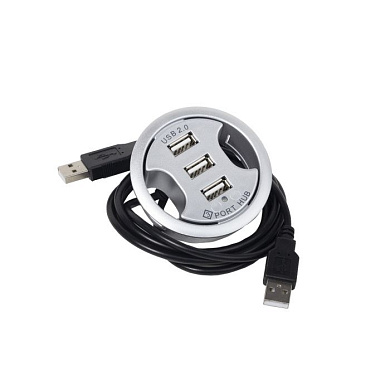 Разветвитель USB, 3 выхода, мат. хром, AKS 115380