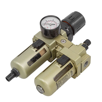 Блок подготовки воздуха, фильтр-регулятор + лубрикатор, 1/4" RockForce RF-AC3010-02