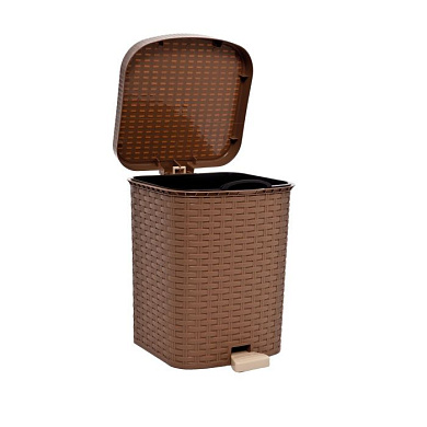 Педальный контейнер для мусора 12 л, коричневый Полимербыт 4348804