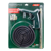 Пневмопистолет пескоструйный шлангового типа, 3 сменных сопла, вход 1/4'', шланг 1.8 м, расход воздуха 180 л/мин, давление 6 бар RockForce RF-SB-02