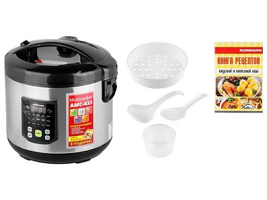Мультиварка AMC-434, 900 Вт, 5л, 15 программ, СМАРТШЕФ, паровая корзина NORMANN AMC-434