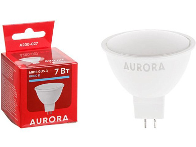 Лампа светодиодная MR16 7Вт 230В GU5.3 6000K AURORA A200-027
