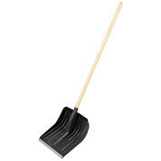 Лопата для уборки снега пластиковая, 420х425х1550 мм, деревянный черенок, Россия Сибртех 61580