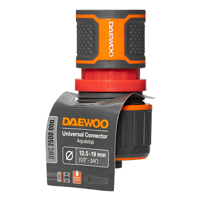Коннектор универсальный для шланга 13-15-19 мм (1/2 " – 5/8" – 3/4 ") с аквастопом DWC 2500 000 Daewoo Power DWC 2500 000