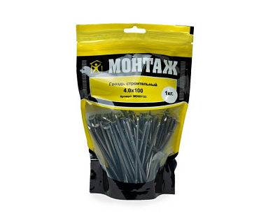 Гвоздь строительный 4.0x100, дой-пак L, 1 кг МОНТАЖ MD001123
