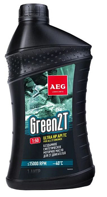 Масло для 2-х тактных двигателей Green HP 2T API TC 1л (зеленое) AEG Powertools 33695