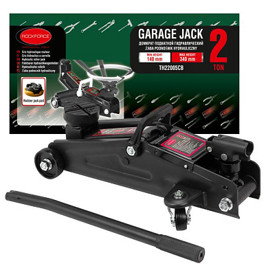 Домкрат подкатной гидравлический 2 т с вращающейся ручкой, 140-340 мм RockForce RF-TH22005CB