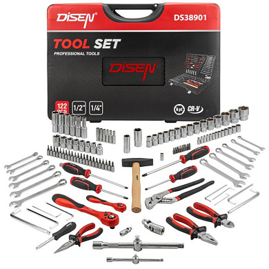 Набор инструментов 122 пр. 1/4''&1/2'' 6-гр DISEN DS38901