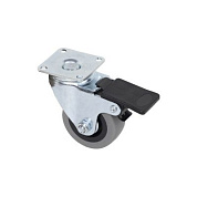 Колесо меб. c рез.ободом d50 h67 с площадкой с торм., серый AKS 112832