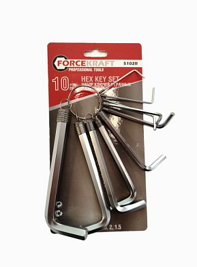 Набор ключей Г-обр. HEX 10 пр. 1.5-10 мм ForceKraft FK-5102R