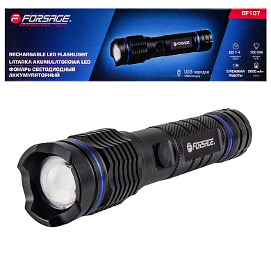 Фонарь светодиодный аккумуляторный, IPX1, 3 режима освещения Forsage F-BF107