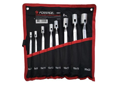 Набор ключей торцевых шарнирных, двухсторонних 8 пр., 6х7-20х22 мм Forsage F-5084