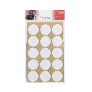 Подкладка самоприлипающая фетровая d30мм (1лист-15шт) белая FOLMAG 110807