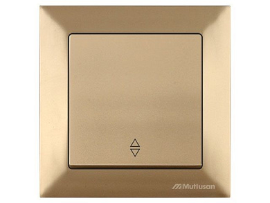 Выключатель проходной 1-клав., скрытый, пруж. зажим, золото, DARIA, 10 A, 250 V, IP 20, Mutlusan 21204030180