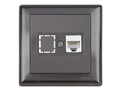 Розетка компьютерная 1xRJ45, Cat5e, скрытая, с рамкой, дымчатый, DARIA, , RJ 45, 8-pin, соединения типа 568A или 568B, Mutlusan 21201360195