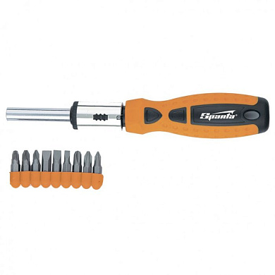 Отвертка реверсивная с набором бит 10 пр. Sparta 115455