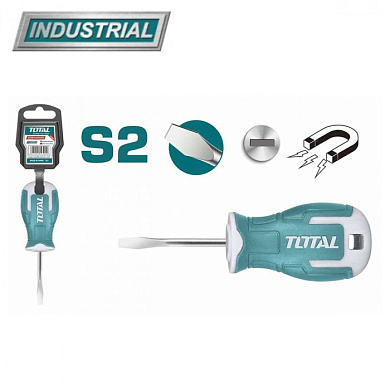 Отвертка шлицевая, магнитная SL6,5 38 мм TOTAL THT266038