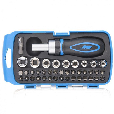 Отвертка реверсивная с набором бит и торцевыми головками 41 шт. Барс 13358