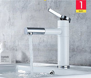 Смеситель для умывальника, латунь, хром + белый Ledeme L1152