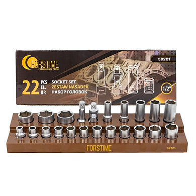 Набор головок 22 пр., 1/2", 6-гр. FORSTIME FT-50221