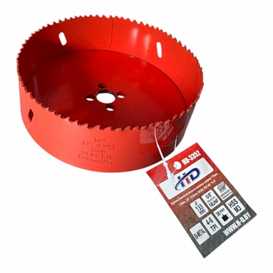 Коронка биметаллическая по металлу и дереву 133 мм., L38 мм., 5/8"-18UNF, HSS M3 H-D HD-3352