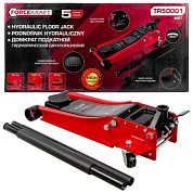 Домкрат подкатной гидравлический 5 т, 95-560 мм, двухпоршневой с резиновой накладкой ForceKraft FK-TR50001 MST