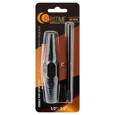 Экстрактор двухсторонний для извлечения сломанной резьбы из труб 1/2''-3/4'' в комплекте с воротком FORSTIME FT-EX-Y214