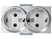 Розетка 2-ая, скрытая, с/з, керамика, серебро, RITA, 16 A, 250 V, IP 20, Mutlusan 22002000282