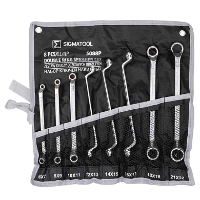 Набор накидных ключей, отогнутых на 75° 6х7-21х22 мм 8 пр SIGMATOOL Sigmatool-5088P