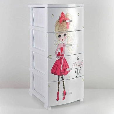 Комод "Красотка", 4 секции, белый РУССПЛАСТ РП-451 Красотка