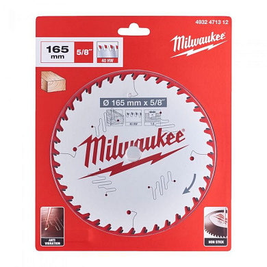 Диск пильный по дереву D165х15,87х1,6 мм 40Z для циркулярной пилы Milwaukee 4932471312