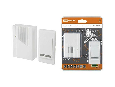 Звонок беспроводной на батарейках ЗББ-11/3-36М, 36 мелодий, кнопка IP30, 2х1,5В АА TDM SQ1901-0003