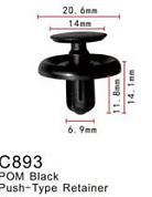 Клипса для крепления внутренней обшивки а/м Тойота пластиковая, 100 шт Forsage C0893(Toyota)