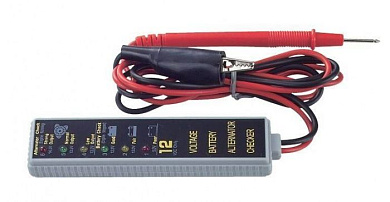 Анализатор работы АКБ 12В(~),с 2-мя проводами (клипса и шило) Force 88426