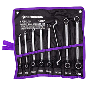 Набор накидных ключей, отогнутых на 75° 6х7-21х22 мм 8 пр Помощник 5088P
