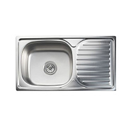 Мойка нерж. сталь, прямоугольная одночашевая, 760*420мм, матовый хром, врезная (0,8мм) AKS 62711