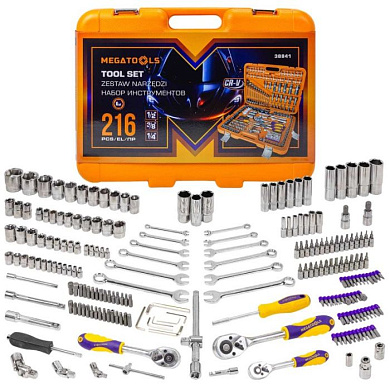 Набор инструментов 1/4''&3/8"&1/2'' 6-гр. 216 пр. MEGATOOLS MT-38841