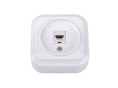 Розетка 1-ая компьютерная (открытая) белая,Вариант, Bylectrica РК18-5111