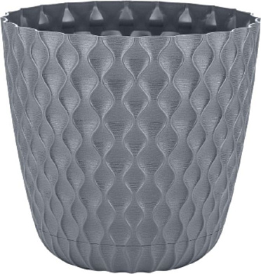 Горшок для цветов InGreen Wave с дренажной сеткой и съемным поддоном 4,7л, D205мм вулкан Пластик Репаблик IG650310026