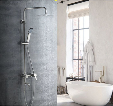 Душевая система со смесителем и тропическим душем из нержавеющей стали SUS304, сатин Ledeme L72401