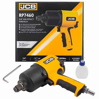 Пневмогайковер ударный ''Twin Hammer'' 1800 Нм, 3/4'' с реверсом и регулировкой усилия JCB JCB-RP7460